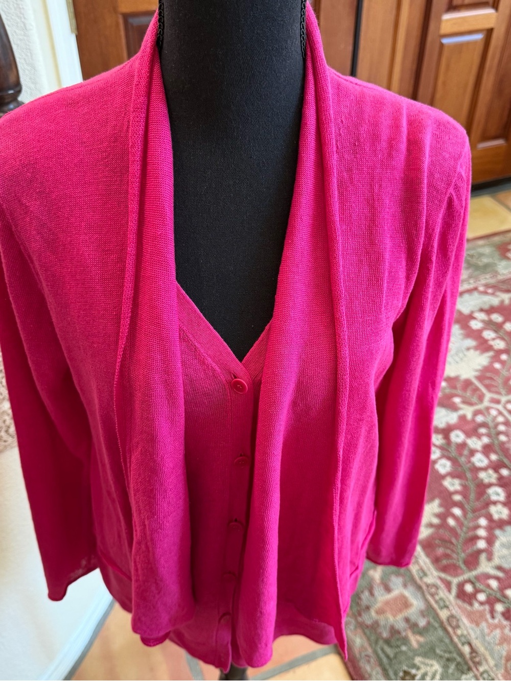 lafayette 148 New York Pink Cardigan & Tank Set Sz M 100% linen - Picture 6 of 11